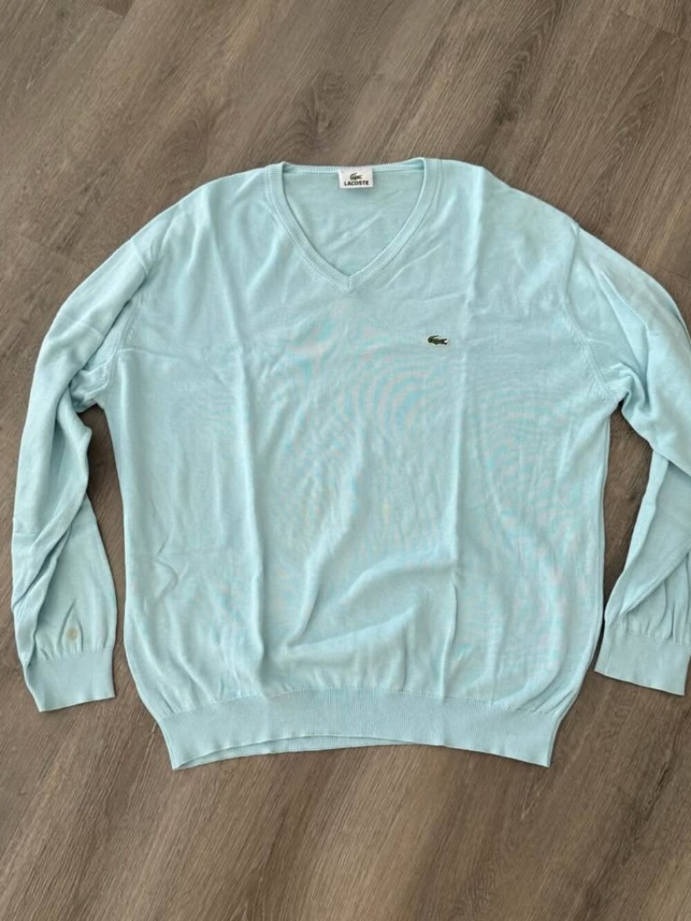 Lacoste Men's Light Blue V-Neck 100% Cotton Knit Sweater - XXL (7)